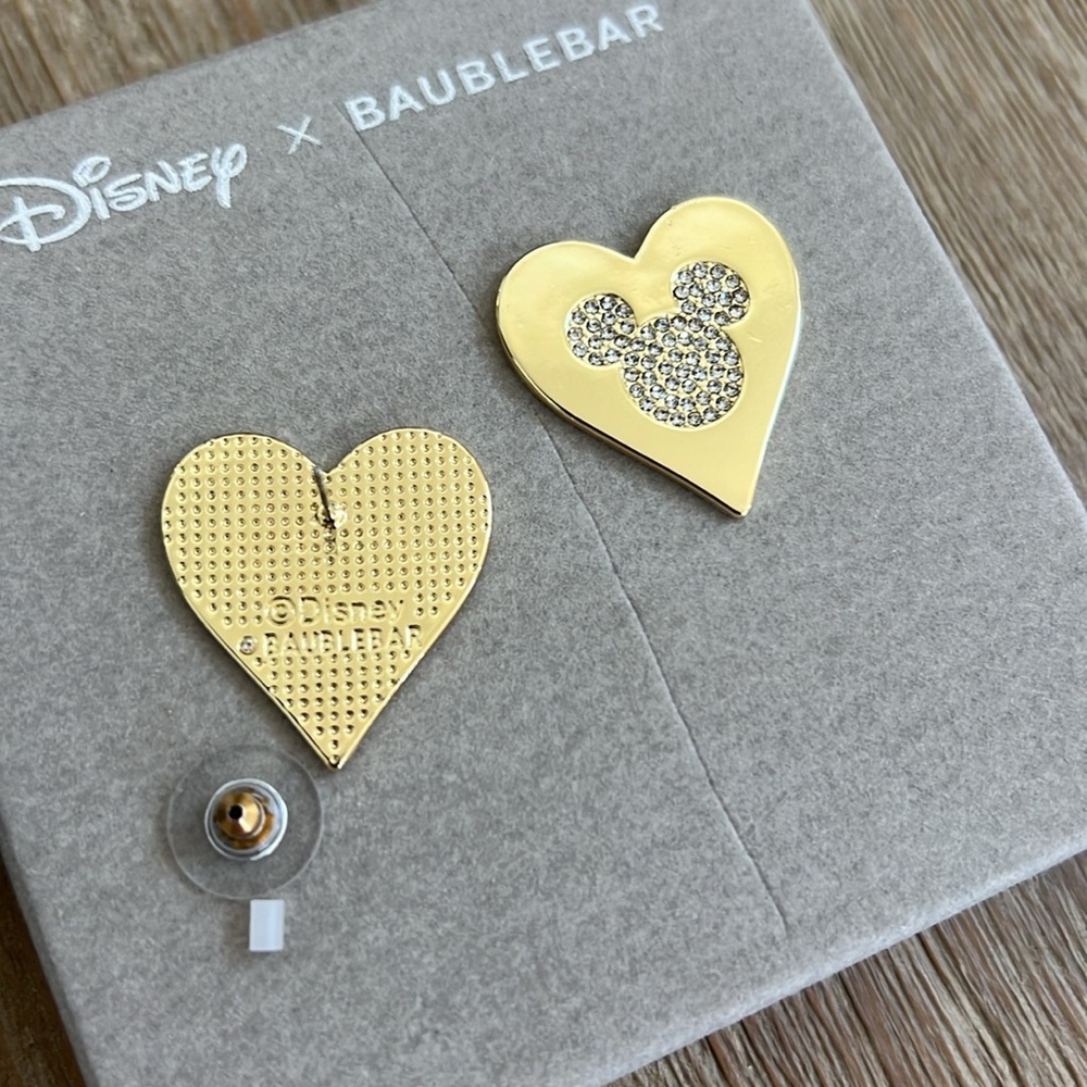 Disney x Baublebar Mickey Mouse Heart Earrings Cubic Zirconia - Picture 6 of 6